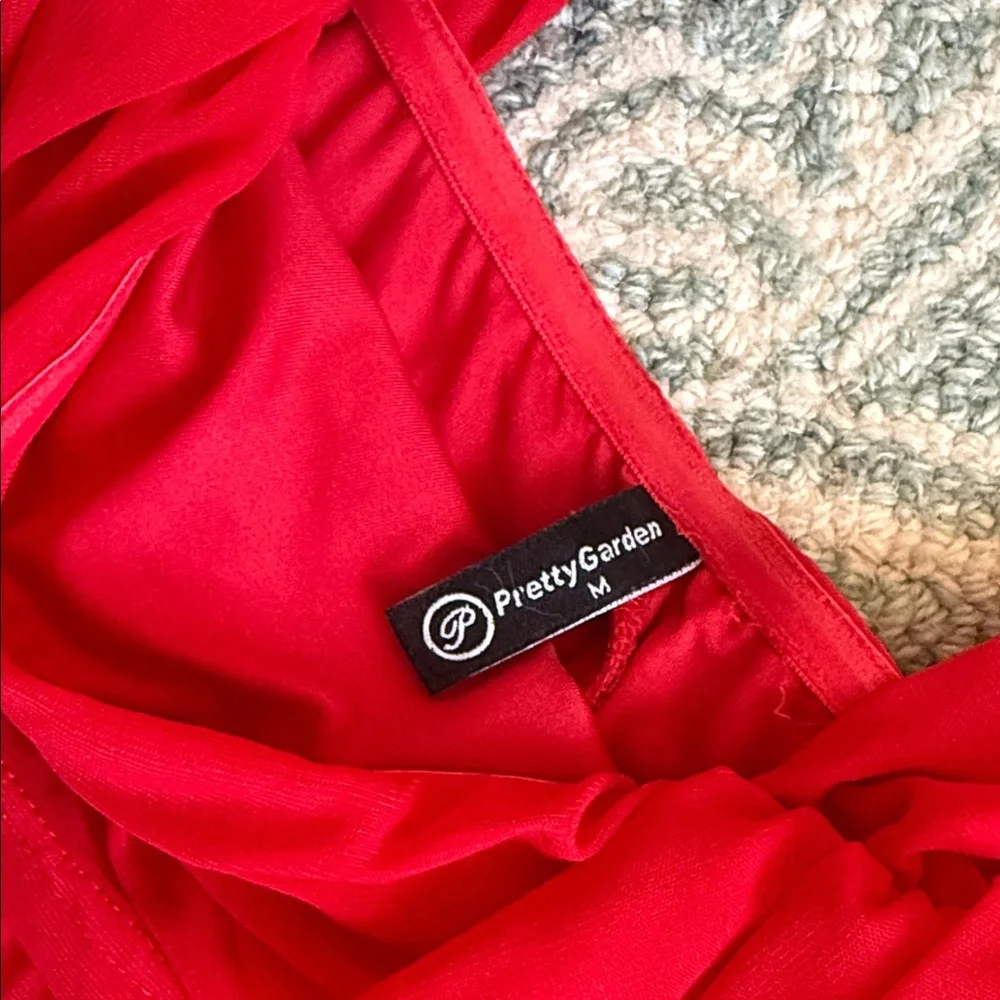 Fitted Red Ruched Mini Dress - Picture 2 of 15